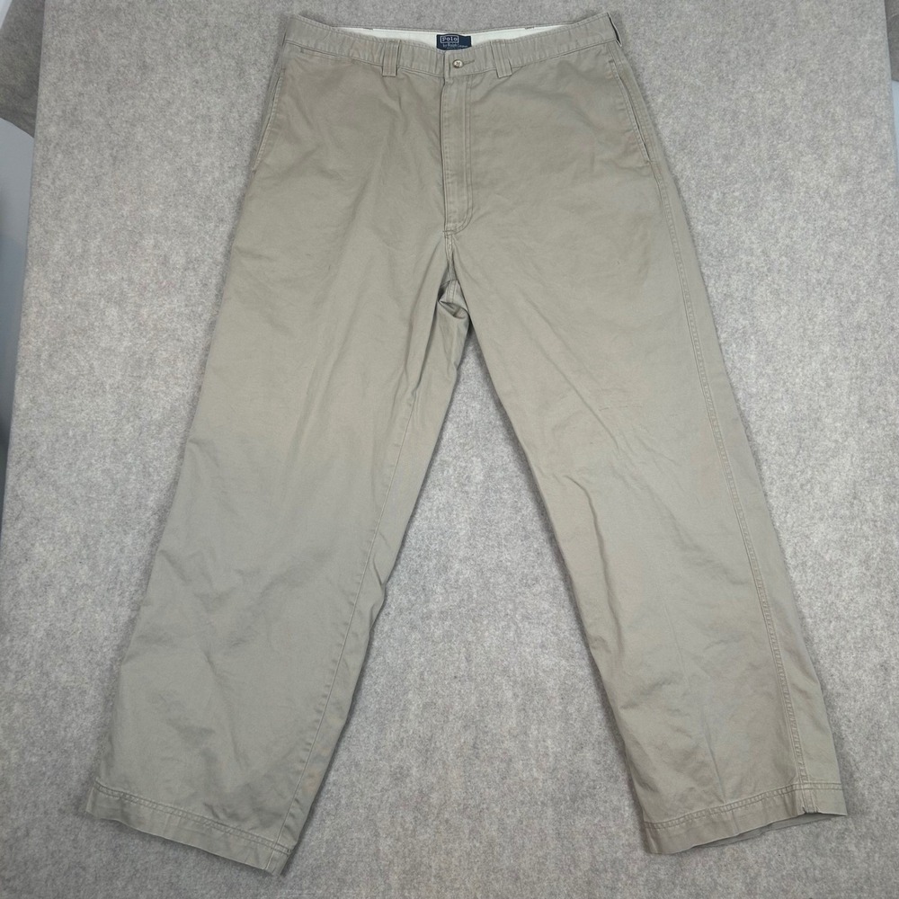 Polo Ralph Lauren Chino Pants Mens 40x32 Khaki Tan Cotton Made in USA Vintage